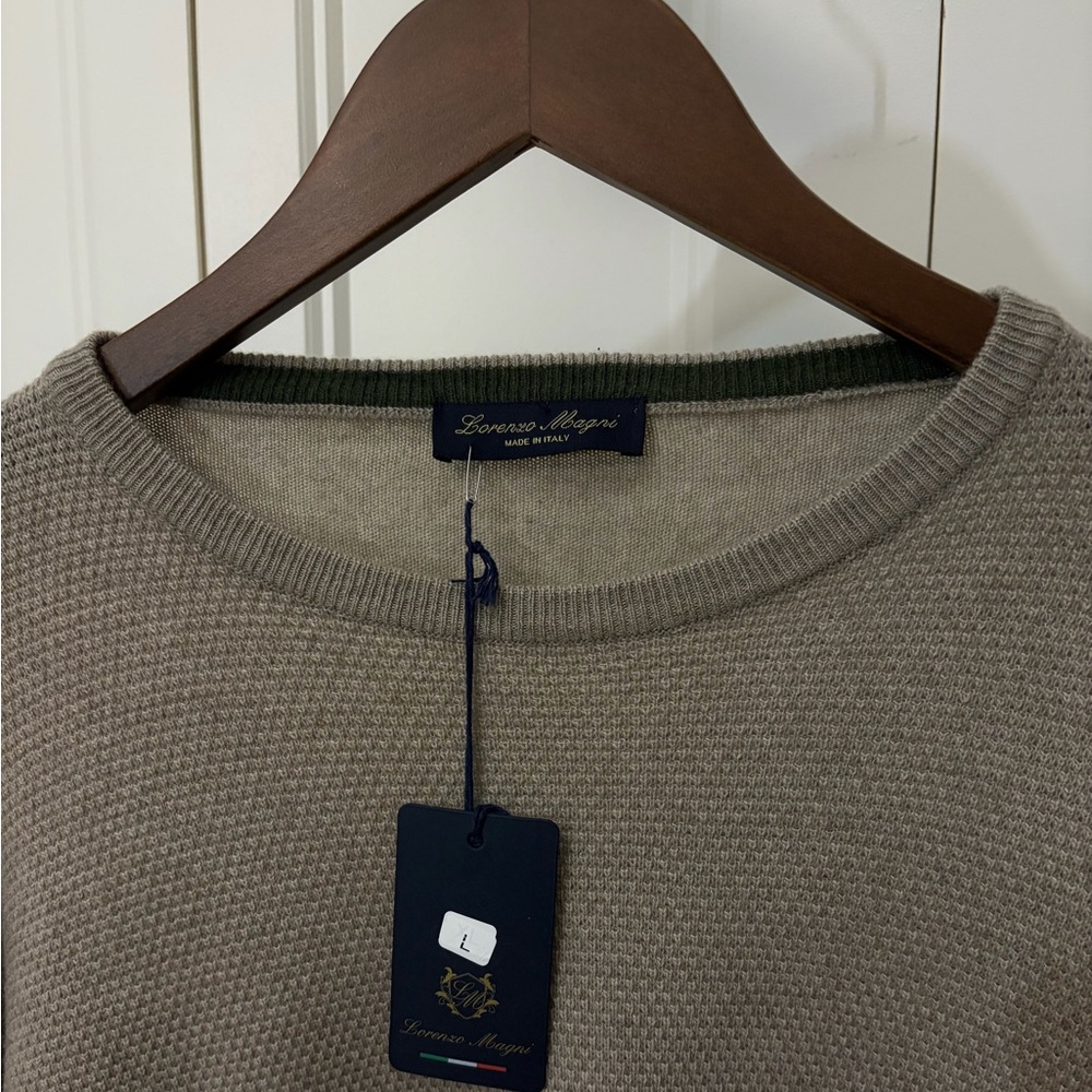 Lorenzo Magni Cashmere & Wool blend. Men's Taupe Crewneck Sweater